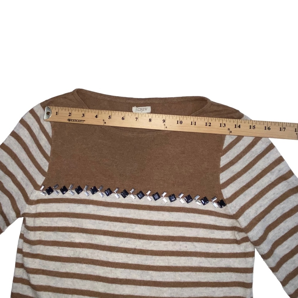 J. CREW Merino Wool Blend Brown Jewels Striped Lightweight Sweater Women’s Small - Picture 7 of 12